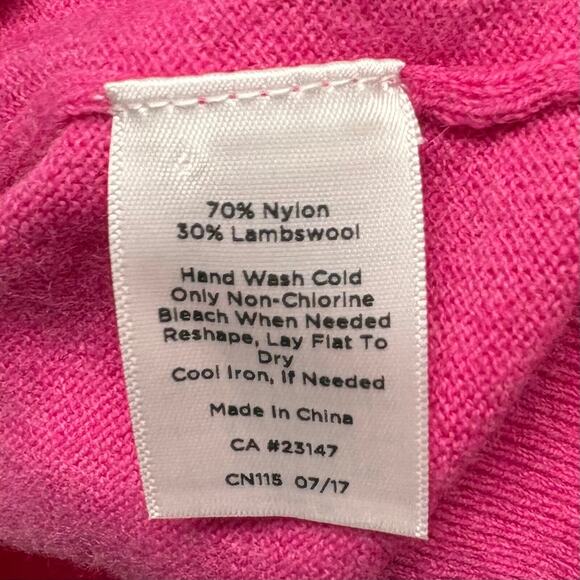 Pink Talbots Crew Neck Sweater, Lambswool, Flared Sleeve, Buttons, NWOT, Size M - Picture 5 of 5